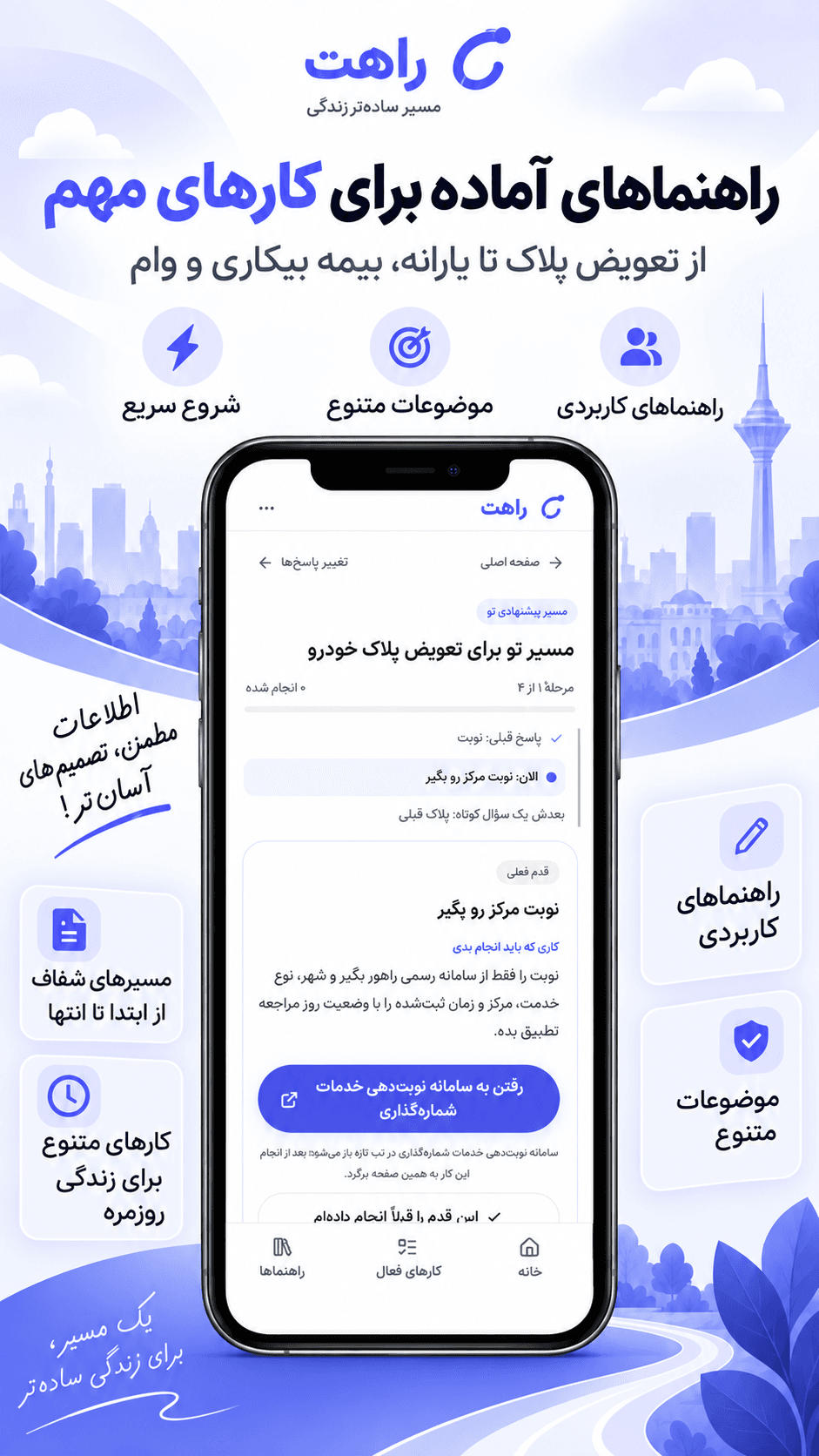 نمایش قدم فعلی مسیر در اپ راهت